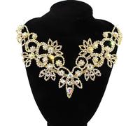 PEARLY JUN Rhinestone Applique Crystal Applique Hand Sewing, Flower Glass Alloy Rhinestone Patch for Craft Projects DIY Wedding Clothes Shoes Hats Bags. (YL012-Gold)