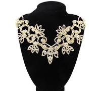 PEARLY JUN Rhinestone Applique Crystal Applique Hand Sewing, Flower Glass Alloy Rhinestone Patch for Craft Projects DIY Wedding Clothes Shoes Hats Bags. (YL012-Gold)