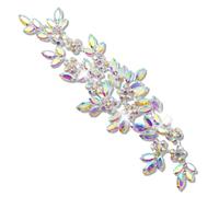PEARLY JUN Rhinestone Applique Crystal Applique Hand Sewing, Flower Glass Alloy Rhinestone Patch for Craft Projects DIY Wedding Clothes Shoes Hats Bags. (YHZ00013-AB)