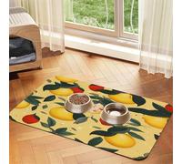 Pears and Beautiful Faces Pet Food Mat 17.2x11.81in Absorbent Non-Slip PU Leather Feeding Mat for Dogs Cats Rubber Bottom Fast Drying Rollable Pet Bowl Placemat
