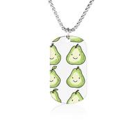 Pears Fruit Pattern Personalized Memorial Necklace Rectangle Charms Pendant Gift Tag for Friend Family 23.6in（60cm）