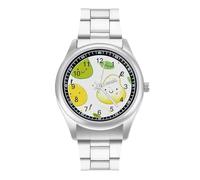 Pears Fruit Pattern Watch for Men Metal Band Watches Business Gift Three-Hand Wrist Watch for Boyfriend Father