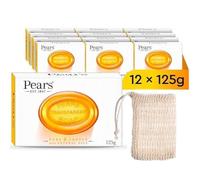 Pears Natural Amber Soap Bars 125g 12 Pack + 1x Soap Bag