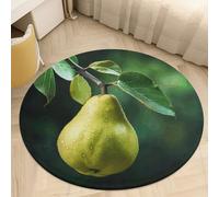 Pears on The Tree Area Rug Washable Circle Carpet Non-Slip Round Floor Rug Small Low Pile Waterproof Print Door Mat Pad Decor for Bedroom Living Room Bathroom Kitchen 60 * 60cm
