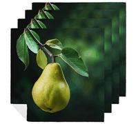Pears on The Tree Cloth Napkins Set of 4 Polyester Dinner Napkin Reusable Spring Table Napkins 18 X 18 Inch Outdoor Stain Resistant Table Decoration for Wedding Party