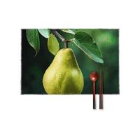 Pears on The Tree Placemats Set of 4 12x18 Inch Table Mats Heat & Stain Resistant Canvas Place Mats Farmhouse Reusable Kitchen Table Protector for Dining Office Wedding Party Decor