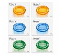 Pears Pure & Gentle Transparent Soap Bars Variety Pack, 6 x 125g - 2 Natural Oils Amber, 2 Mint Extracts Blue & 2 Lemon Flower Extracts Green - Hand & Body Cleansing Soap Multipack