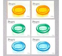 Pears Soap Bars Bundle: 2 x 100g Glycerin Soap & Natural Oils, 2 x 125g Lemon Flower Extracts & 2 x 125g Mint Extracts With Pure Transparency (700g)
