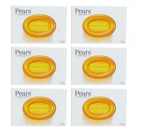 Pears Transparent Travel Soap Bar 125 g - Pack of 6 | Gentle Glycerin Soap for Sensitive Skin | Moisturising Face & Body Cleansing Bar | Hypoallergenic Mini Toiletry Size | Original Fresh Fragrance