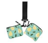 Pears Yellow Fresh Summer Women's Change Wallet Card Cases Minimalist Identity Card Protector with Zipper Pocket for Daily Use 2 Packs