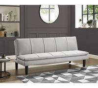 Pearse Fabric Sofa Bed With Ribbed Fabric Detail and Black Legs Home Detail Light Grey One Size