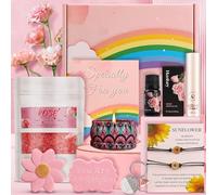 Pearshek 10pc Rose Pamper Gift Set for Women - "You Are Awesome" Self Care Kit with Sunflower Wish Bracelets & Lip Balm, Luxury Relaxation Spa Hamper for Mum, Friend, Sister, Birthday, Get Well Soon