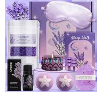 Pearshek Lavender Pamper Gifts for Women, Unique Birthday Gift Set for Her, Relaxation Spa Bath Sets for Effective Sleep, Self Care Package Ideas for Sister, Ladies, Friend, Mothers Day, Get Well Soon