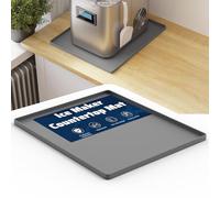 Pearwow Ice Maker Countertop Mat, 16 x 12 Inch Silicone Protective Mat for Portable Mini Counter Top Nugget Ice Maker, Drain Tray for Ice Machine, Waterproof with Raised Edge Prevent Water Leakage