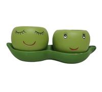 Peas in a Pod Cement Planter Set Distinctive Double Pot with Smiling Face Design Charming Creative Decorative Plant Holder for Succulents Herbs Small Flowers Eye-Catching Quirky Home Office Balcony