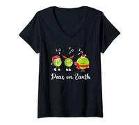 Peas on Earth (Peace on Earth) Funny Christmas Pun Gift V-Neck T-Shirt