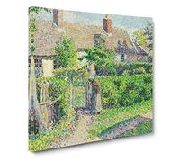 Peasants Houses by Camille Pissarro Canvas Print | Gallery Wrapped 30mm Frame Wall Art | 14x14 inches | Ready to Hang | Modern Picture | Living Room Bedroom Lounge Office