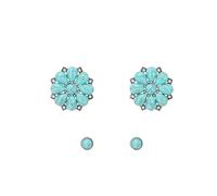 Peasimy 2 Pairs Retro Bohemian Turquoise Stud Earrings Vintage Flower and Round Earrings for Women Boho Chic Statement Jewelry, L, Metal, No Gemstone