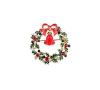 Peasimy Christmas Tree Wreath Bell Elk Brooch for Women Rhinestone Decorated Holiday Pin Festive Xmas Accessory for Coat, Scarf, Bag, L, Metal, no gemstone