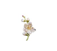 Peasimy Peach Blossom Brooch with Pearl Rhinestone Spring Summer Romantic Floral Lapel Pin for Women Dresses Coats Scarves Party Jewelry Accessory, L, Metal, no gemstone