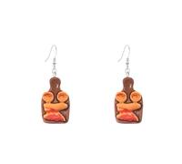 Peasimy Simulated Food Earrings Fun Unique Western Cuisine Red Wine Bottle Baguette Bread Steak Lobster Dangle Earrings for Women, L, Metal, No Gemstone