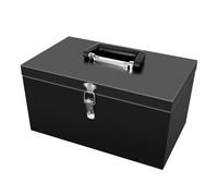 Peastorm Small Steel Metal Tool Box, Lockable Storage Box for Storing Valuable Items, Office Documents, Garage Tools (12" Black)