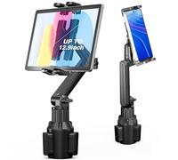 Peastrex Cup Holder Car Tablet Mount, Ipad Cup Holder Car Mount with 15" Adjustable Arm Stand for Tablet iPhone 4.7-13in, iPad Pro Air Mini, Fire, iPhone 16 15, Galaxy S25 S24 Z Fold 6 5