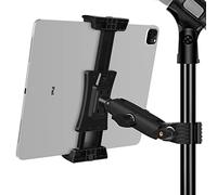 Peastrex Ipad Holder for Mic Stand, Tablet Phone Holder Micophone Music Stand Mount Adjustable Rotatabe with Super Handle Clamp for iPad Pro 12.9 Air Mini, Android, 4 to 15inch iPhones and Tablets