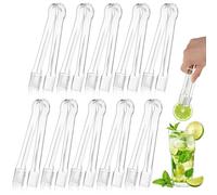 PEASUG 10 PCS Plastic Serving Tongs, Disposable Plastic Tongs, Clear Kitchen Small Serving Utensils for Serving for Party Food Buffet Appetizer Salad Catering Ice, 6.3 Inches