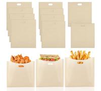 PEASUG Toaster Bags 10 Pack, 3 Sizes Toaster Bags Reusable, Heat Resistant Non-Stick, Washable Toaster Sleeves Compatible with Toaster Microwave, Great for Grill Cheese Sandwich Toast Panini Snacks