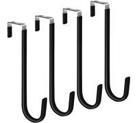 Peasulin 4 Pack Over The Door Hooks, Large Door Hanger Hook, Soft Rubber Surface Prevents Scratches, Door Hook for Bathroom, Living Room, Kitchen Hanging Clothes, Towels, Shoe Bag, Hat(Black)