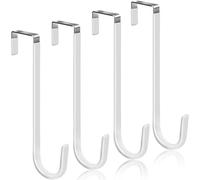 Peasulin 4 Pack Over The Door Hooks, Large Door Hanger Hook, Soft Rubber Surface Prevents Scratches, Door Hook for Bathroom, Living Room, Kitchen Hanging Clothes, Towels, Shoe Bag, Hat(White)