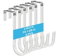 Peasulin 6 Pack Over The Door Hooks, Door Hangers Hooks, Soft Rubber Surface Prevents Scratches, White Door Hooks for Bathroom, Living Room, Kitchen Hanging Clothes, Towels, Shoe Bag, Hats
