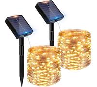 Peasur 2 Pack Solar String Lights Outdoor Garden, Total 24M 240 LED Fairy Lights Solar Powered Waterproof IP65, 8 Modes Copper Wire Solar Light for Yard Patio Party Christmas Decoration, Warm White