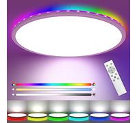 Peasur 25CM LED Ceiling Light 3000-6000K, 24W 3200LM Bathroom Light Dimmable with Remote Control, RGB Color Changing Backlight,Round Flush Ceiling Light for Bedroom Kids Room Kitchen Game Room Hallway