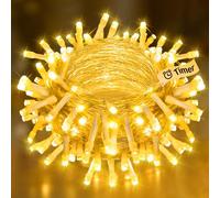 Peasur Fairy Lights Battery Operated with Timer, 10M 100 LED String Lights Indoor/Outdoor, 2 Modes Christmas Twinkle Lighting for Bedroom Wedding Party Decorations, Warm White