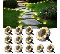 Peasur Mini Solar Ground Lights, 12 Pack Solar Disk Lights Outdoor Waterproof, 5.8CM Small Solar Lights Outdoor Garden for Pathway Garden Yard Lawn Walkway-Warm White