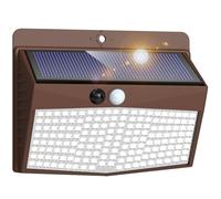 Peasur Solar Lights Outdoor Garden, Upgraded Brown Frame 168LED Solar Security Lights Motion Sensor, IP65 Waterproof Solar Powered Wall Lights with 3 Modes for Door, Fence, Garage