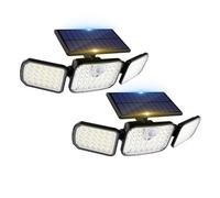 Peasur Solar Security Lights Outdoor Motion Sensor, 3 Modes Solar Powered Flood Light with Remote Control 3 Adjustable Heads, IP65 Waterproof Wall Mount Wireless for Yard Garage Patio Porch（2 Pack）