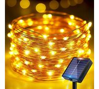 Peasur Solar String Lights Outdoor Garden, 6M 60 LED Fairy Lights Solar Powered Waterproof IP65, 8 Modes Copper Wire Solar Light for Yard Patio Party Christmas Tree Decoration, Warm White