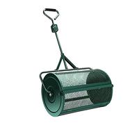 Peat Moss Spreader, Lawn & Garden Spreaders, 24 Inch/60Cm Heavy Duty Metal Mesh Roller Push/Tow Spreader, Compost, Peat Moss, Top Soil, Walk and Push Basket Sifter for Yard Green Black, JYLSSKUK, G