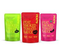PEAT'D Variety Pouch Pack - Multi Award Winning Peat Smoked Sauces - 1 x Original, Garlic & Chilli pouch - Instantly Transform Any Dish - Featured in The Times - Made in the UK - 3 x 305g Pack