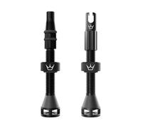 Peaty's Holeshot Fast Flow Tubeless Bike Tyre Valves - 42mm, Black | High Airflow Anti Sealant Clog Design, Fast Tyre Setup, Fully Serviceable 7075 Aluminium, Compatible with MTB Rim Inserts