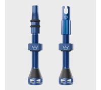 Peaty's Holeshot Fast Flow Tubeless Valves - High Airflow Anti Sealant Clog Design, Fast Tyre Setup, Fully Serviceable 7075 Aluminium, Bike Tyre Valves Compatible with MTB Rim Inserts, 42mm Navy