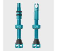 Peaty's Holeshot Fast Flow Tubeless Valves - High Airflow Anti Sealant Clog Design, Fast Tyre Setup, Fully Serviceable 7075 Aluminium, Bike Tyre Valves Compatible with MTB Rim Inserts, 42mm Turquoise