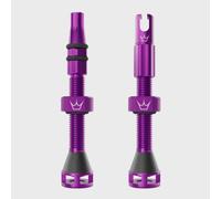Peaty's Holeshot Fast Flow Tubeless Valves - High Airflow Anti Sealant Clog Design, Fast Tyre Setup, Fully Serviceable 7075 Aluminium, Bike Tyre Valves Compatible with MTB Rim Inserts, 42mm Violet