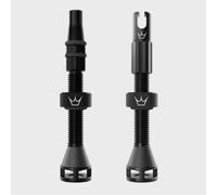 Peaty's Holeshot Fast Flow Tubeless Valves - High Airflow Anti Sealant Clog Design, Fast Tyre Setup, Fully Serviceable 7075 Aluminium, Bike Tyre Valves Compatible with MTB Rim Inserts, 60mm Black