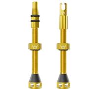 Peaty's Holeshot Fast Flow Tubeless Valves - High Airflow Anti Sealant Clog Design, Fast Tyre Setup, Fully Serviceable 7075 Aluminium, Bike Tyre Valves Compatible with MTB Rim Inserts, 60mm Gold