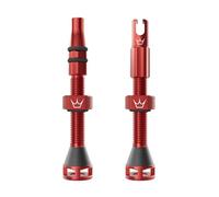 Peaty's Holeshot Fast Flow Tubeless Valves - High Airflow Anti Sealant Clog Design, Fast Tyre Setup, Fully Serviceable 7075 Aluminium, Bike Tyre Valves Compatible with MTB Rim Inserts, 42mm Red