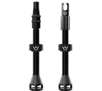 Peaty's Holeshot Fast Flow Tubeless Valves - High Airflow Anti Sealant Clog Design, Fast Tyre Setup, Fully Serviceable 7075 Aluminium, Bike Tyre Valves Compatible with MTB Rim Inserts, 60mm Black